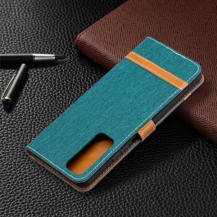 For Huawei P smart 2021 / Y7a Lite Color Matching Denim Texture Horizontal Flip Leather Case with Holder & Card Slots & Wallet & Lanyard