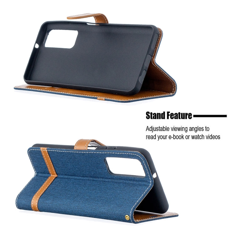 For Huawei P smart 2021 / Y7a Lite Color Matching Denim Texture Horizontal Flip Leather Case with Holder & Card Slots & Wallet & Lanyard