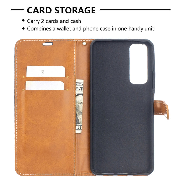 For Huawei P smart 2021 / Y7a Lite Color Matching Denim Texture Horizontal Flip Leather Case with Holder & Card Slots & Wallet & Lanyard