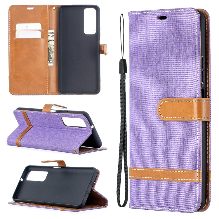 For Huawei P smart 2021 / Y7a Lite Color Matching Denim Texture Horizontal Flip Leather Case with Holder & Card Slots & Wallet & Lanyard