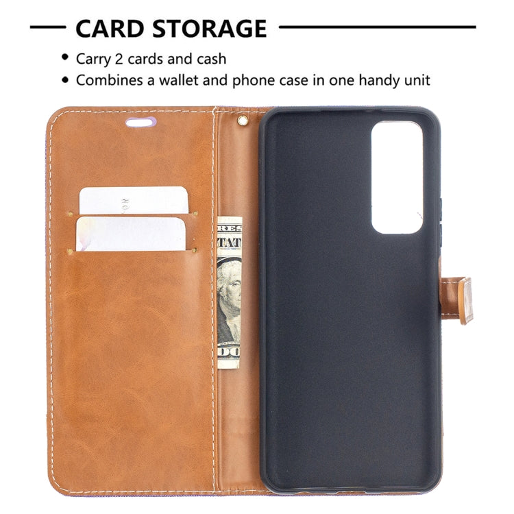 For Huawei P smart 2021 / Y7a Lite Color Matching Denim Texture Horizontal Flip Leather Case with Holder & Card Slots & Wallet & Lanyard