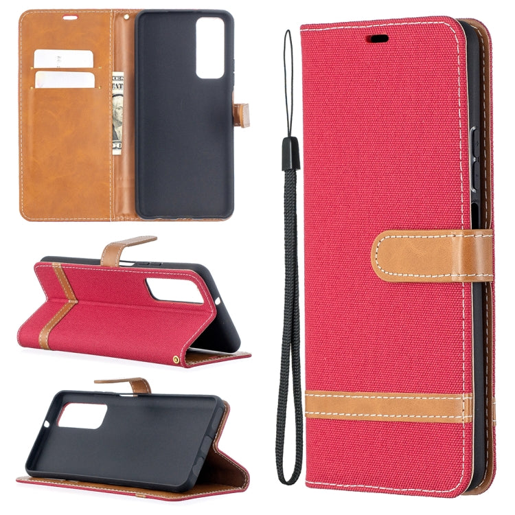 For Huawei P smart 2021 / Y7a Lite Color Matching Denim Texture Horizontal Flip Leather Case with Holder & Card Slots & Wallet & Lanyard