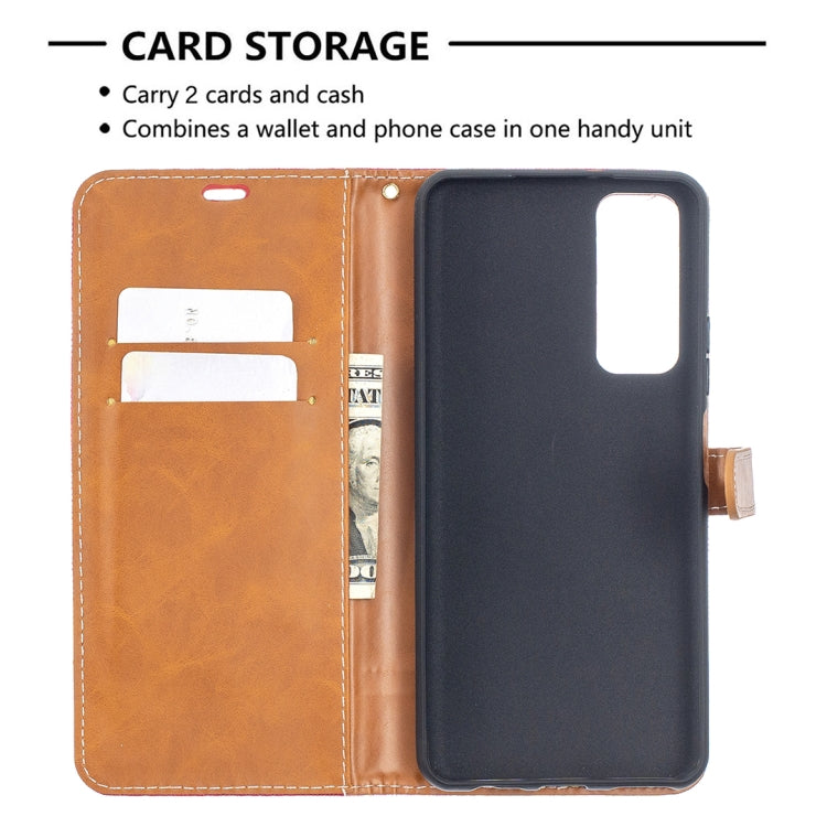 For Huawei P smart 2021 / Y7a Lite Color Matching Denim Texture Horizontal Flip Leather Case with Holder & Card Slots & Wallet & Lanyard