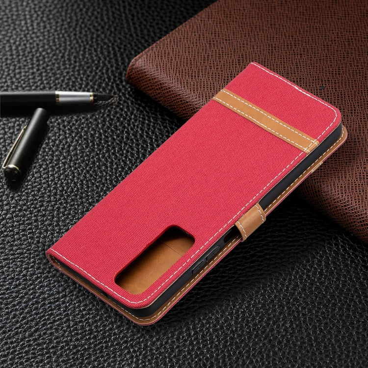 For Huawei P smart 2021 / Y7a Lite Color Matching Denim Texture Horizontal Flip Leather Case with Holder & Card Slots & Wallet & Lanyard