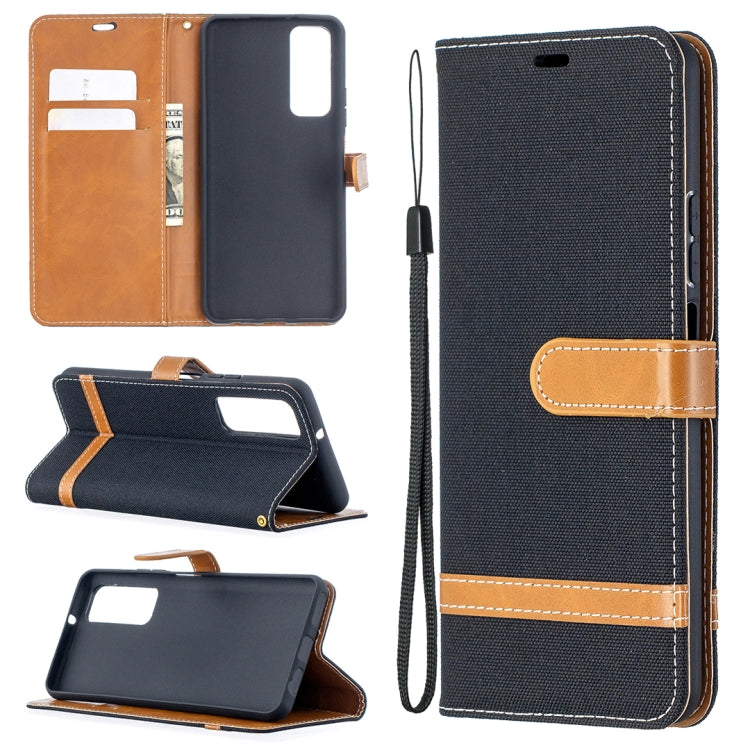 For Huawei P smart 2021 / Y7a Lite Color Matching Denim Texture Horizontal Flip Leather Case with Holder & Card Slots & Wallet & Lanyard