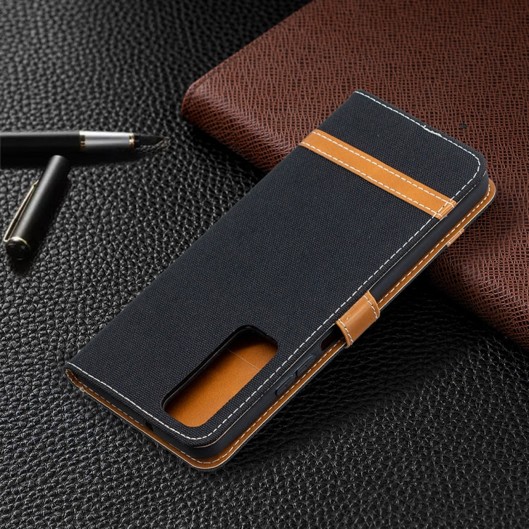 For Huawei P smart 2021 / Y7a Lite Color Matching Denim Texture Horizontal Flip Leather Case with Holder & Card Slots & Wallet & Lanyard