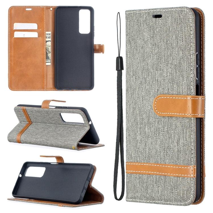 For Huawei P smart 2021 / Y7a Lite Color Matching Denim Texture Horizontal Flip Leather Case with Holder & Card Slots & Wallet & Lanyard