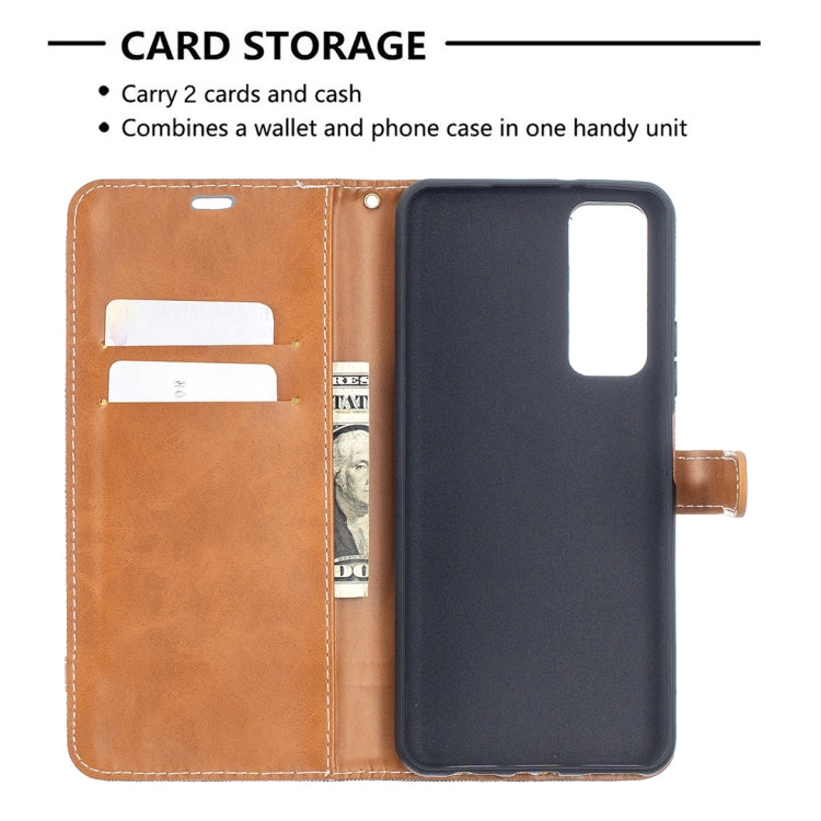 For Huawei P smart 2021 / Y7a Lite Color Matching Denim Texture Horizontal Flip Leather Case with Holder & Card Slots & Wallet & Lanyard