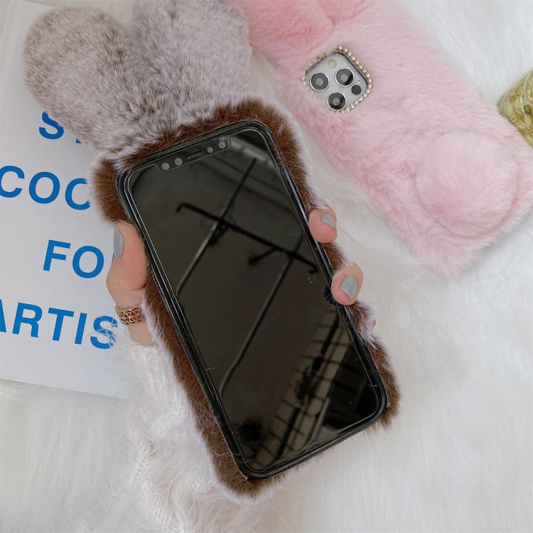 For iPhone 12 mini Plush Rabbit Soft TPU Protective Case