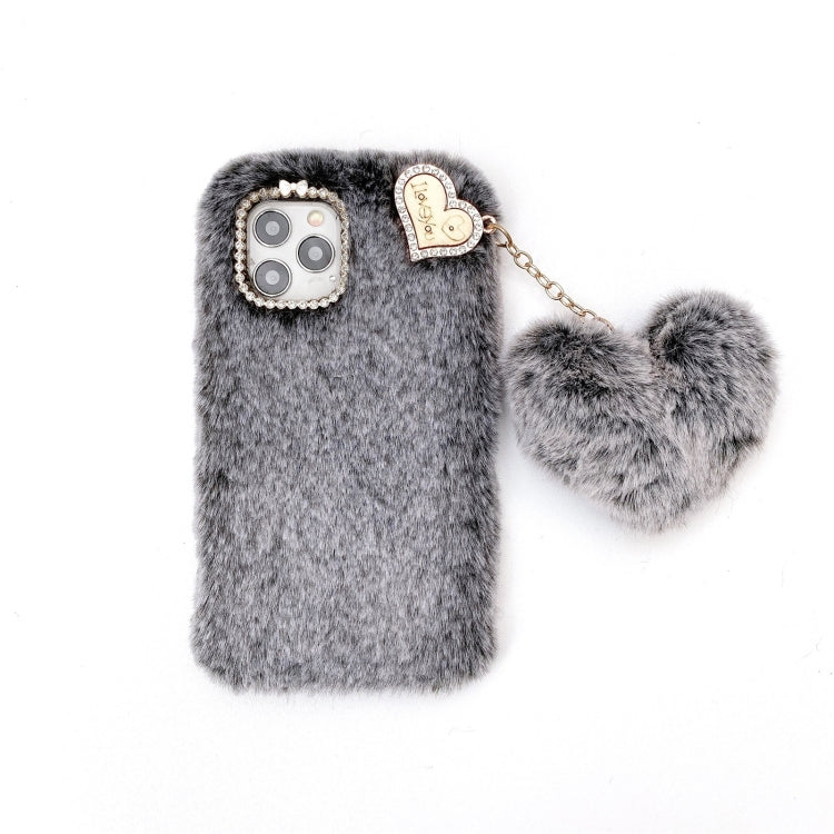 For iPhone 12 mini Solid Color Plush Love Pendant TPU Protective Case