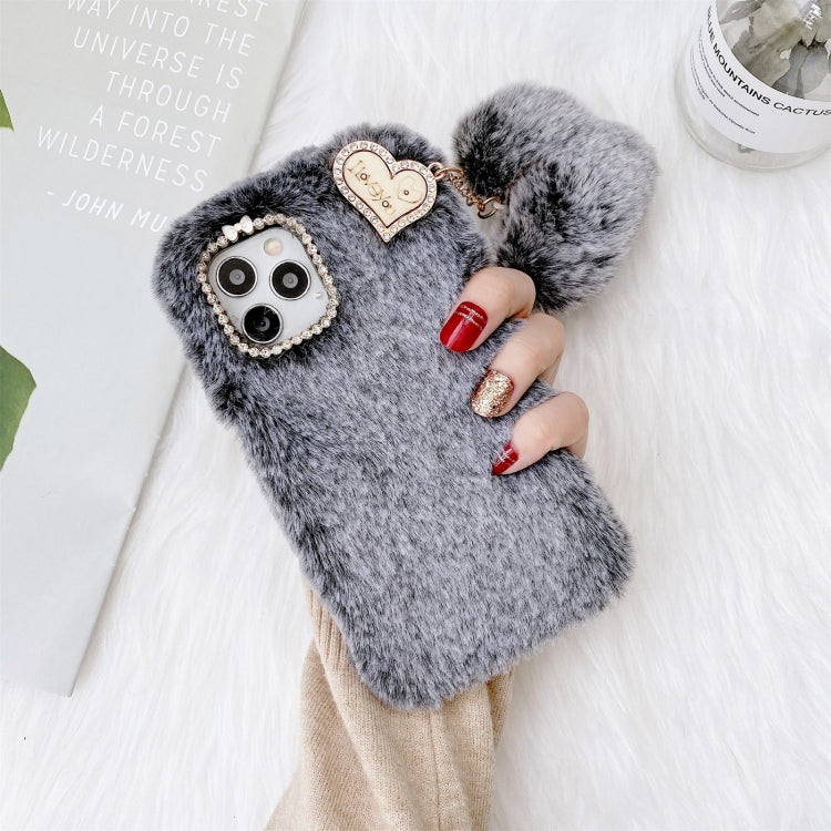 For iPhone 12 mini Solid Color Plush Love Pendant TPU Protective Case