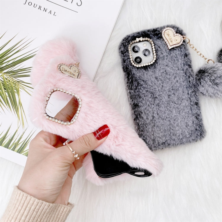 For iPhone 12 mini Solid Color Plush Love Pendant TPU Protective Case
