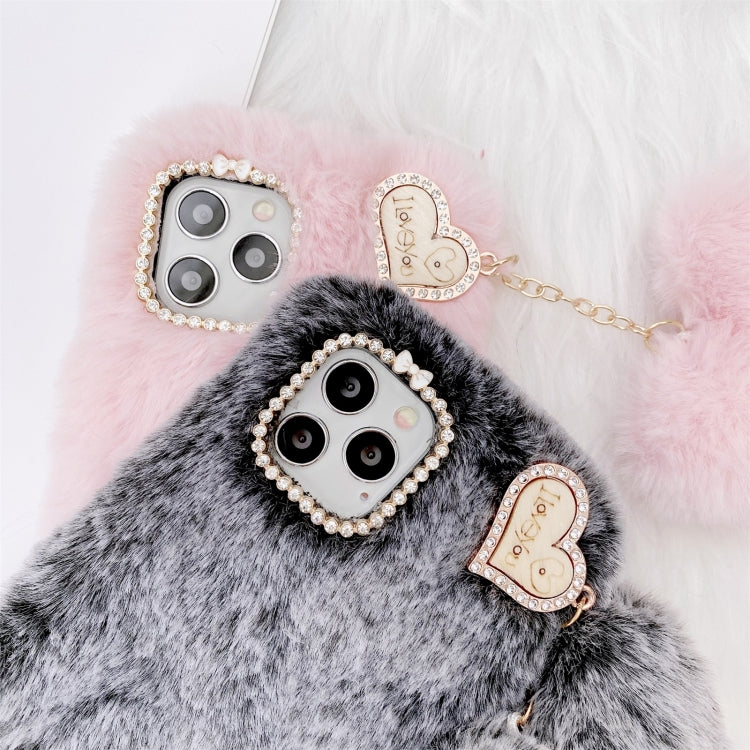 For iPhone 12 Pro Max Solid Color Plush Love Pendant TPU Protective Case