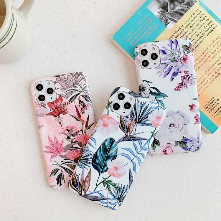 For iPhone 11 Plantain Flower Leaves Series Pattern Shockproof Protective Case