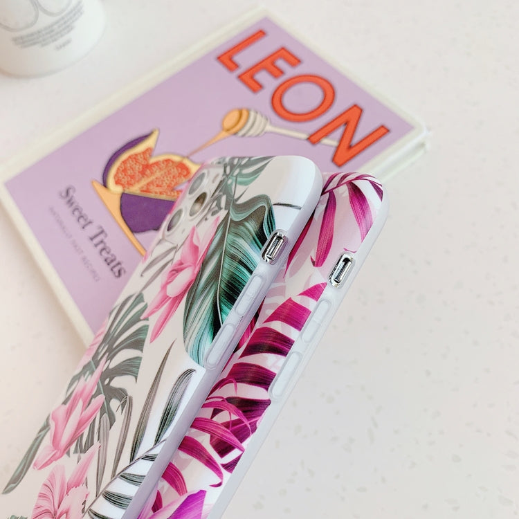 For iPhone 11 Plantain Flower Leaves Series Pattern Shockproof Protective Case