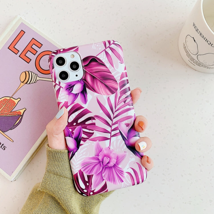 For iPhone 11 Plantain Flower Leaves Series Pattern Shockproof Protective Case