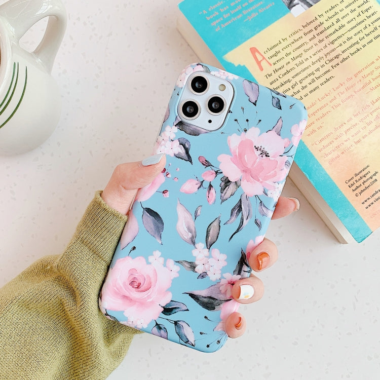 For iPhone 11 Pro Max Plantain Flower Leaves Series Pattern Shockproof Protective Case