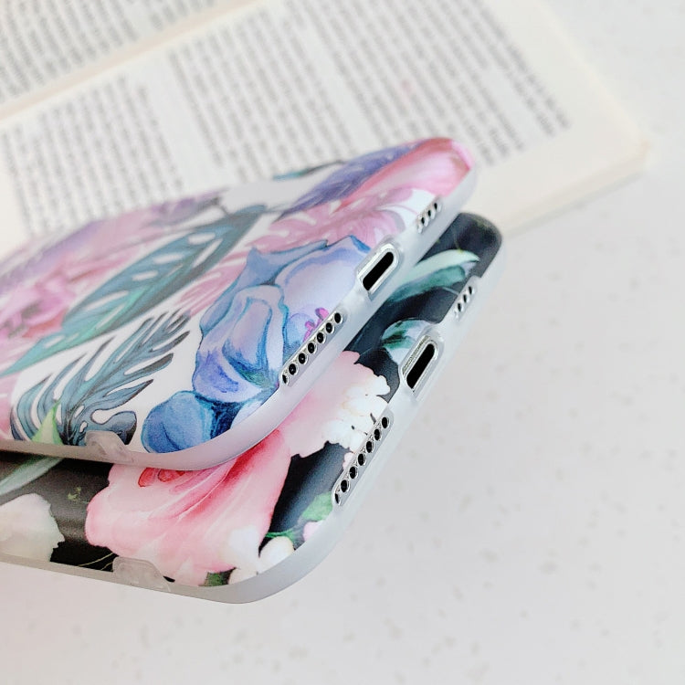 For iPhone 11 Pro Max Plantain Flower Leaves Series Pattern Shockproof Protective Case