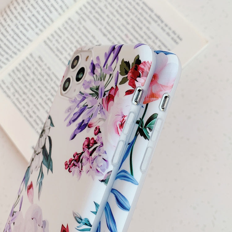 For iPhone 11 Pro Max Plantain Flower Leaves Series Pattern Shockproof Protective Case