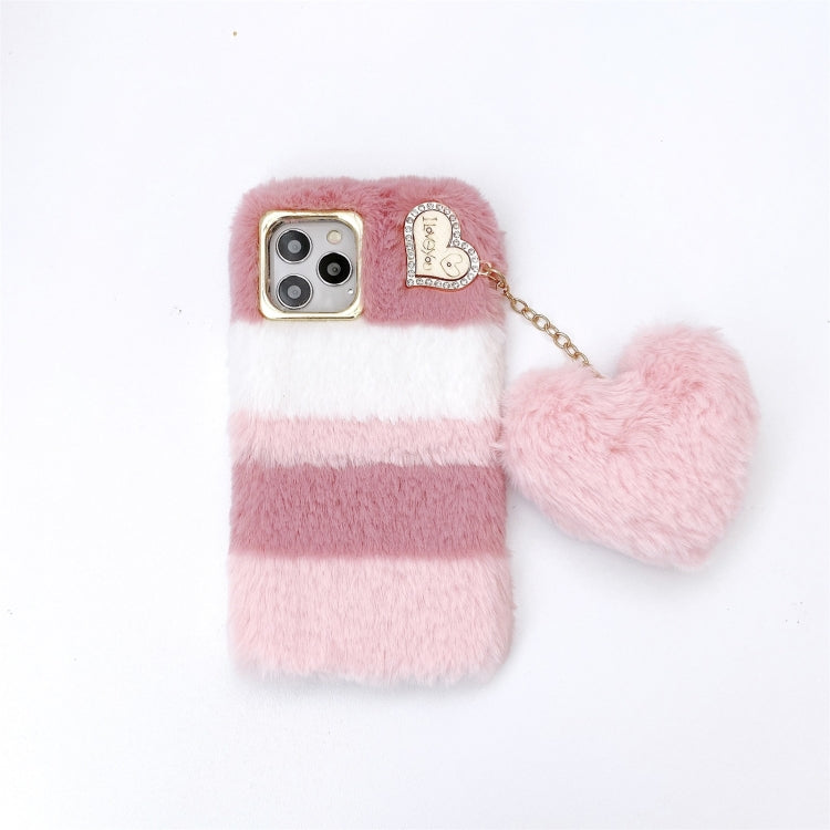 For iPhone 11 Pro Color Matching Plush Love Pendant TPU Protective Case