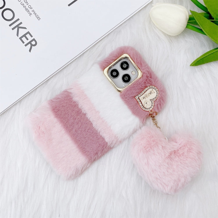 For iPhone 11 Color Matching Plush Love Pendant TPU Protective Case