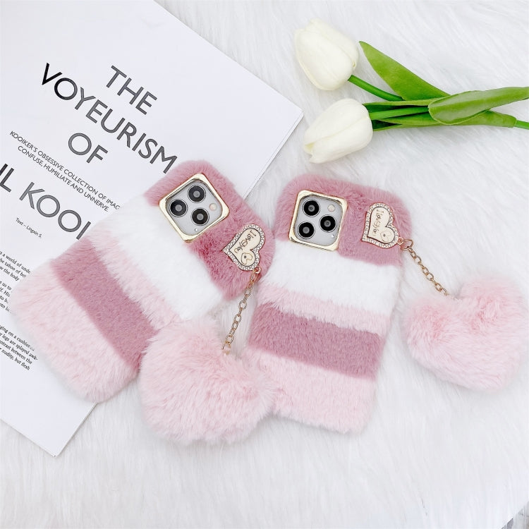 For iPhone 11 Color Matching Plush Love Pendant TPU Protective Case