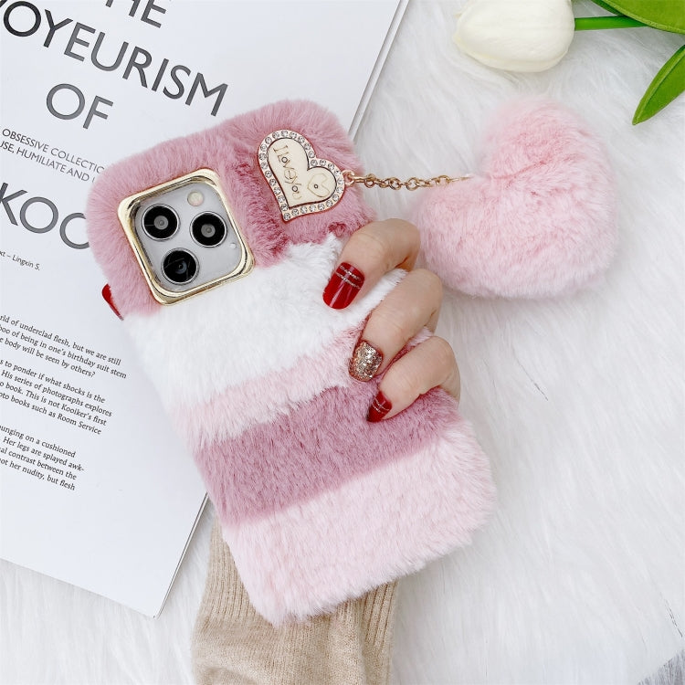 For iPhone 11 Pro Max Color Matching Plush Love Pendant TPU Protective Case