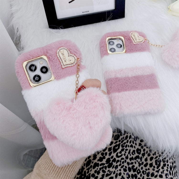 For iPhone 12 mini Color Matching Plush Love Pendant TPU Protective Case