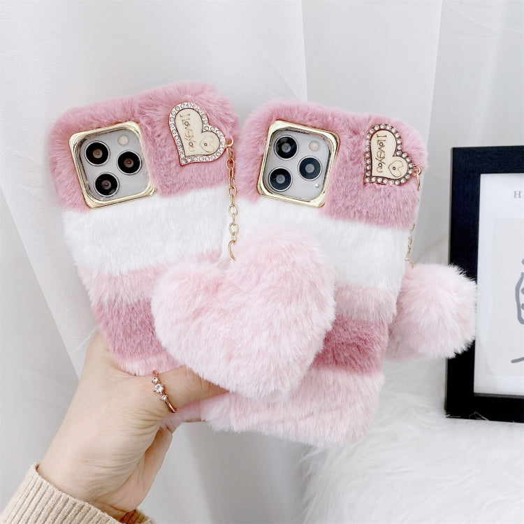 For iPhone 12 mini Color Matching Plush Love Pendant TPU Protective Case
