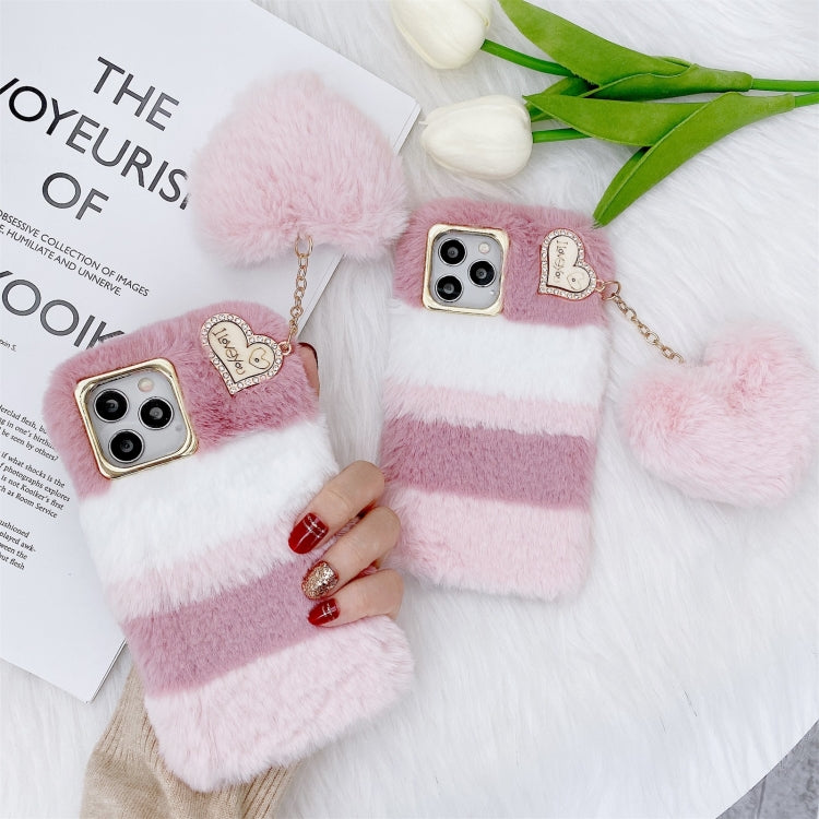 For iPhone 12 mini Color Matching Plush Love Pendant TPU Protective Case