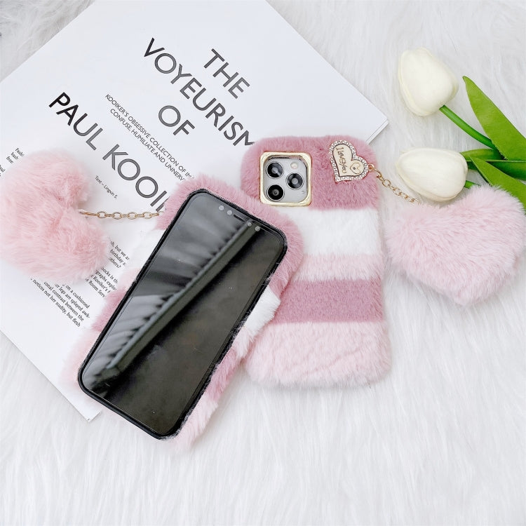 For iPhone 12 mini Color Matching Plush Love Pendant TPU Protective Case