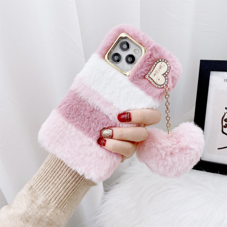 For iPhone 12 Pro Max Color Matching Plush Love Pendant TPU Protective Case