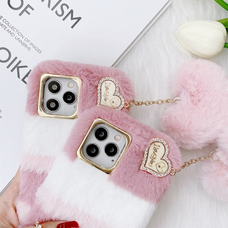 For iPhone 12 Pro Max Color Matching Plush Love Pendant TPU Protective Case