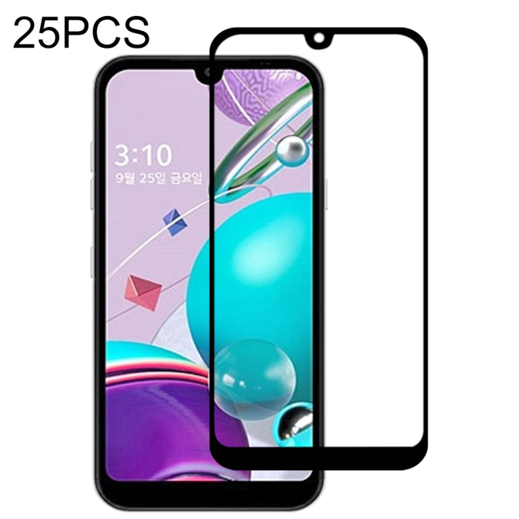 For LG Q31 25 PCS Full Glue Full Screen Tempered Glass Film