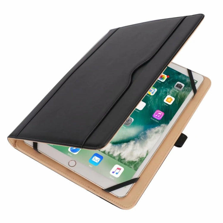 For 8-10.5 inch Tablet Universal Business Retro PU Horizontal Flip Leather Case with Holder & Hand Strap(Black)