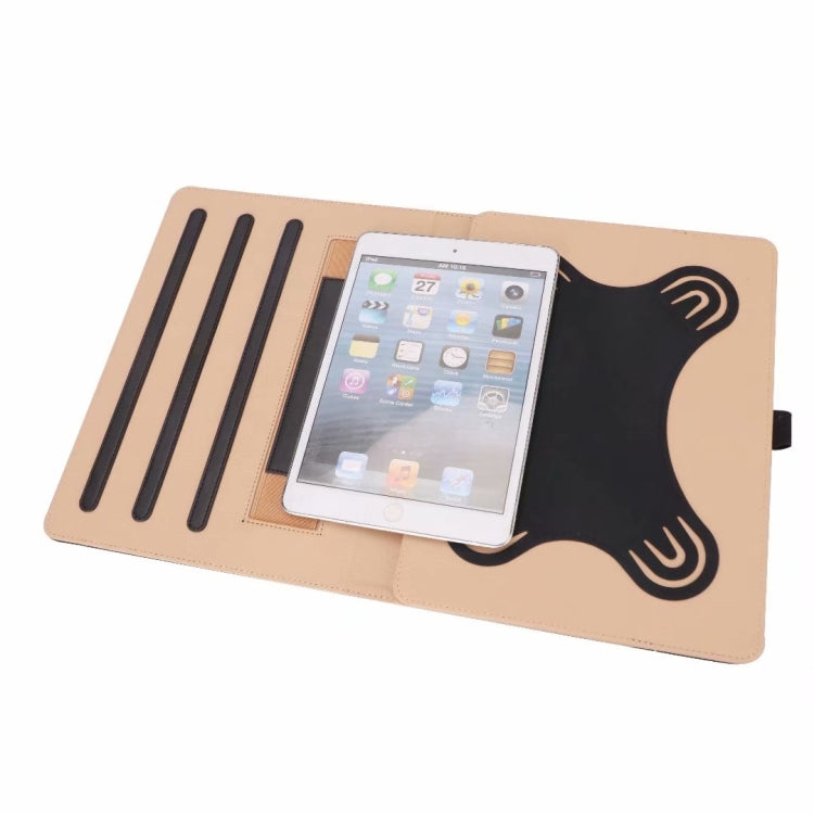 For 8-10.5 inch Tablet Universal Business Retro PU Horizontal Flip Leather Case with Holder & Hand Strap(Black)
