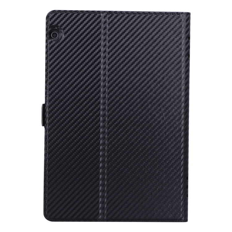 For Huawei MediaPad T5 / Enjoy Tablet 10.1 2018 Ultra-thin Carbon Fiber Horizontal Flip PU Leather Tablet Case with 3-level Holder