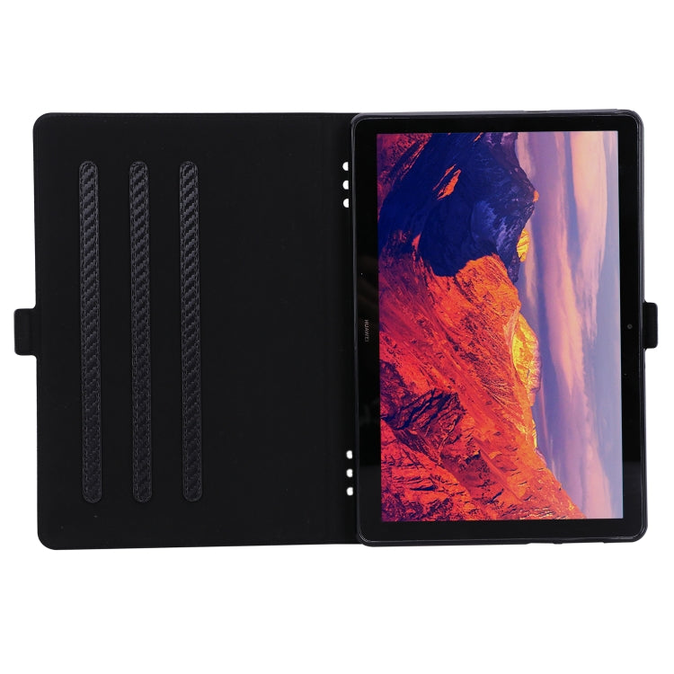 For Huawei MediaPad T5 / Enjoy Tablet 10.1 2018 Ultra-thin Carbon Fiber Horizontal Flip PU Leather Tablet Case with 3-level Holder