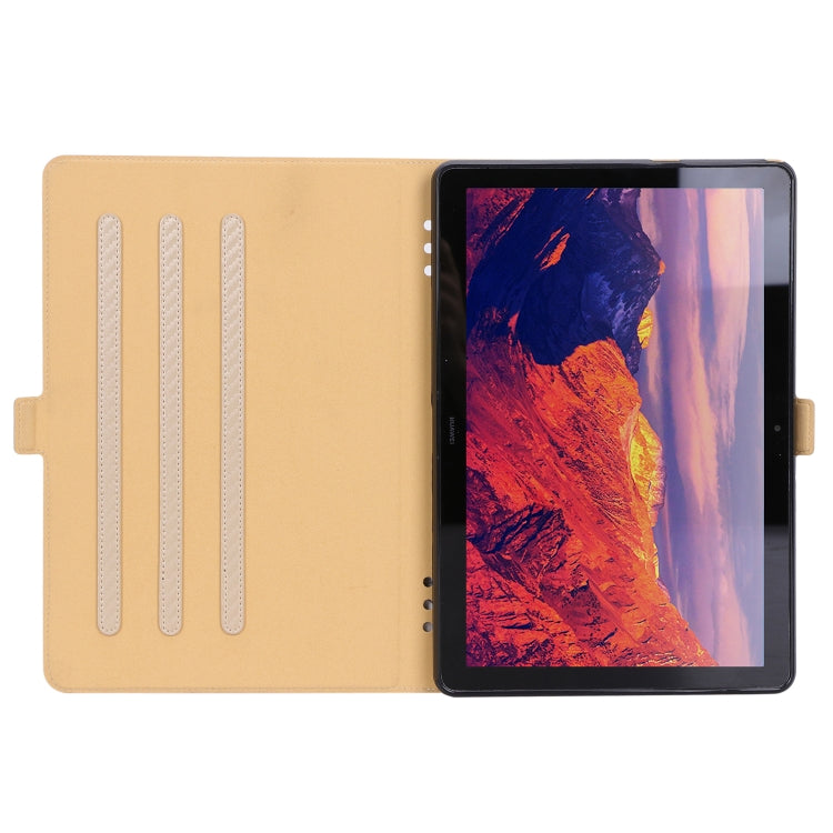 For Huawei MediaPad T5 / Enjoy Tablet 10.1 2018 Ultra-thin Carbon Fiber Horizontal Flip PU Leather Tablet Case with 3-level Holder