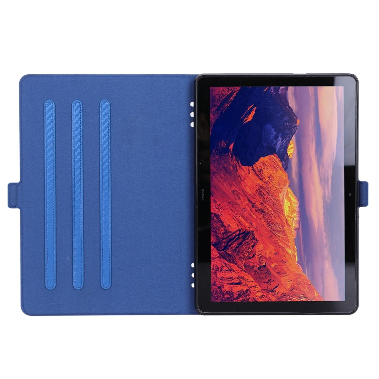 For Huawei MediaPad T5 / Enjoy Tablet 10.1 2018 Ultra-thin Carbon Fiber Horizontal Flip PU Leather Tablet Case with 3-level Holder