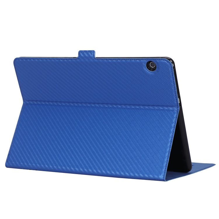 For Huawei MediaPad T5 / Enjoy Tablet 10.1 2018 Ultra-thin Carbon Fiber Horizontal Flip PU Leather Tablet Case with 3-level Holder