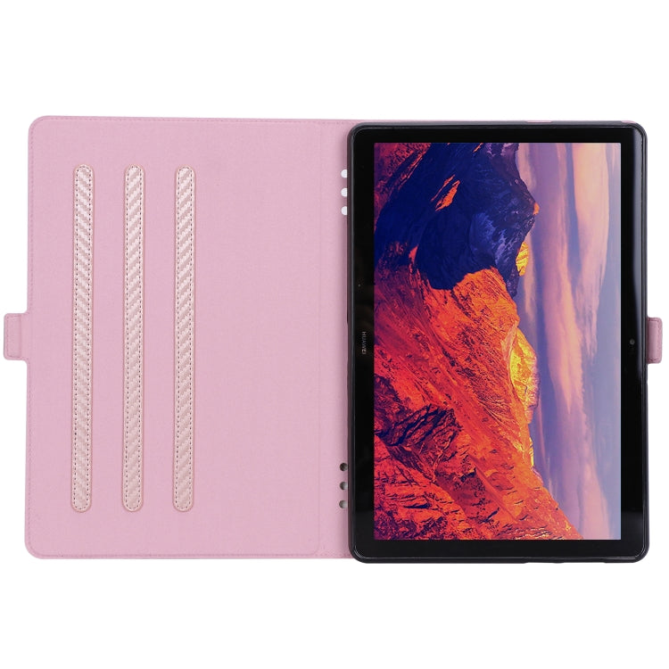 For Huawei MediaPad T5 / Enjoy Tablet 10.1 2018 Ultra-thin Carbon Fiber Horizontal Flip PU Leather Tablet Case with 3-level Holder