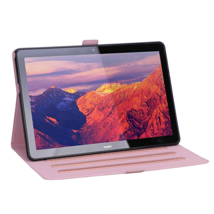 For Huawei MediaPad T5 / Enjoy Tablet 10.1 2018 Ultra-thin Carbon Fiber Horizontal Flip PU Leather Tablet Case with 3-level Holder