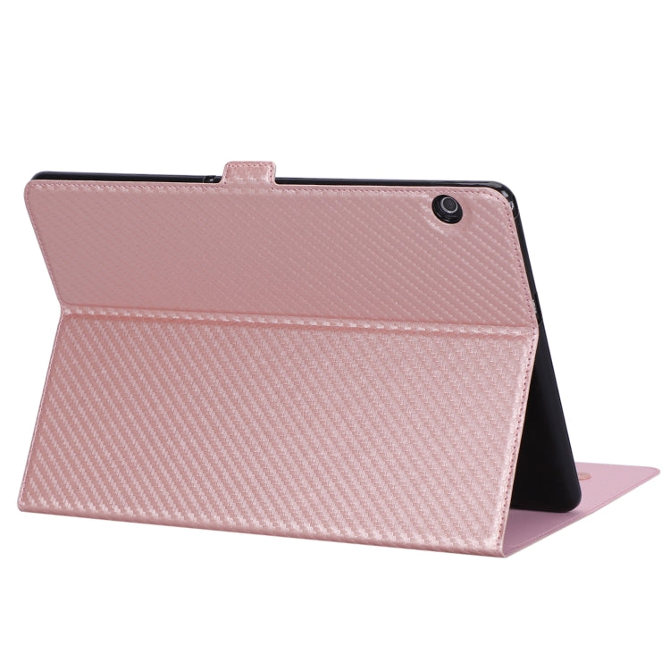 For Huawei MediaPad T5 / Enjoy Tablet 10.1 2018 Ultra-thin Carbon Fiber Horizontal Flip PU Leather Tablet Case with 3-level Holder