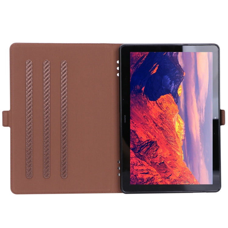For Huawei MediaPad T5 / Enjoy Tablet 10.1 2018 Ultra-thin Carbon Fiber Horizontal Flip PU Leather Tablet Case with 3-level Holder