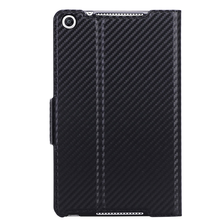 For Huawei Honor Pad 5 / MediaPad M5 Lite 8 inch Ultra-thin Carbon Fiber Horizontal Flip PU Leather Tablet Case with 3-level Holder