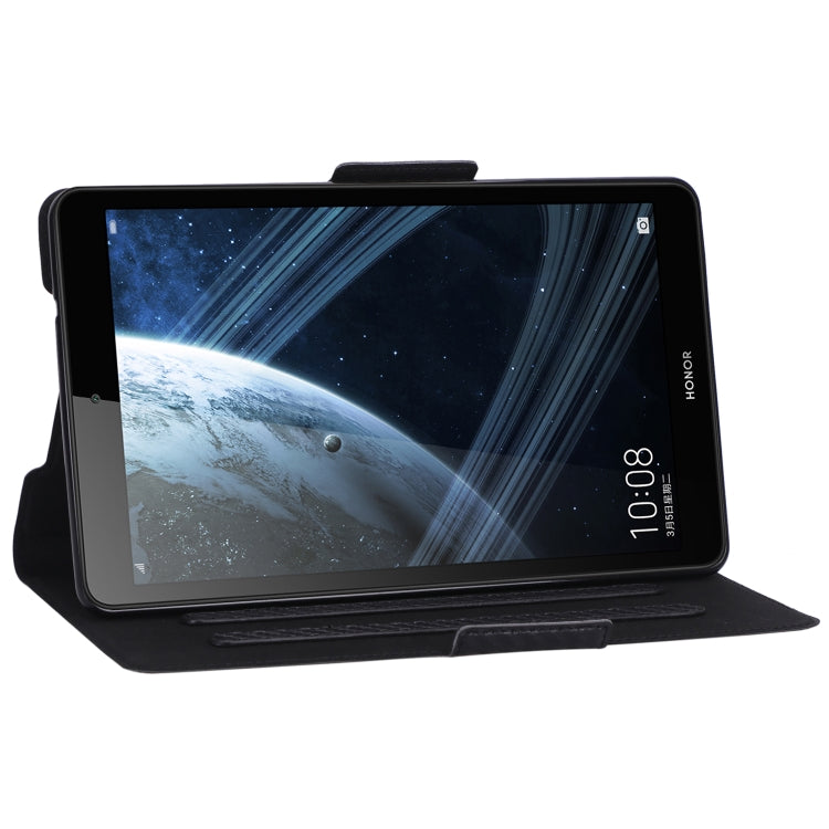 For Huawei Honor Pad 5 / MediaPad M5 Lite 8 inch Ultra-thin Carbon Fiber Horizontal Flip PU Leather Tablet Case with 3-level Holder