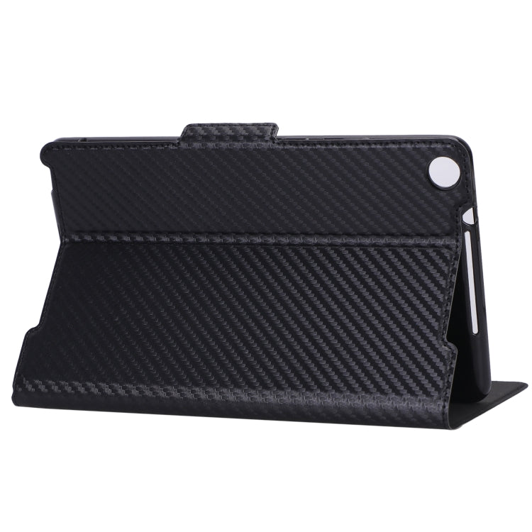 For Huawei Honor Pad 5 / MediaPad M5 Lite 8 inch Ultra-thin Carbon Fiber Horizontal Flip PU Leather Tablet Case with 3-level Holder
