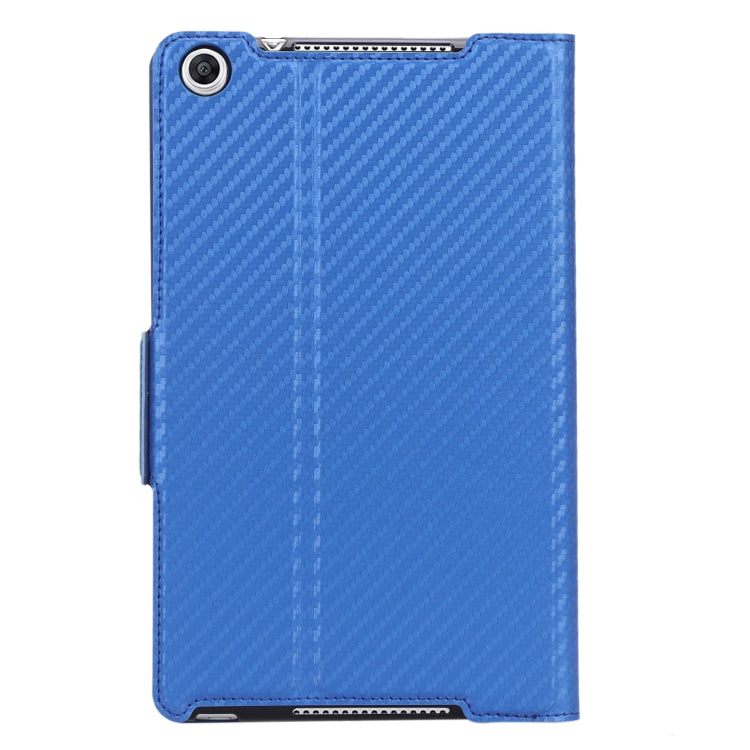 For Huawei Honor Pad 5 / MediaPad M5 Lite 8 inch Ultra-thin Carbon Fiber Horizontal Flip PU Leather Tablet Case with 3-level Holder