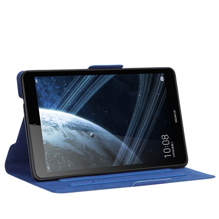 For Huawei Honor Pad 5 / MediaPad M5 Lite 8 inch Ultra-thin Carbon Fiber Horizontal Flip PU Leather Tablet Case with 3-level Holder